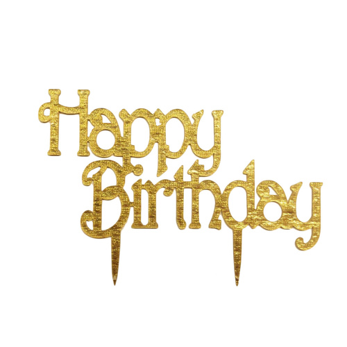 Happy Birthday Acrylic Cake topper Gold 