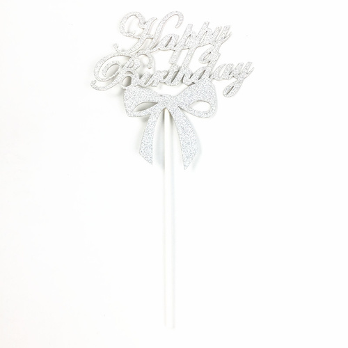 Silver Small Bow Cake Topper