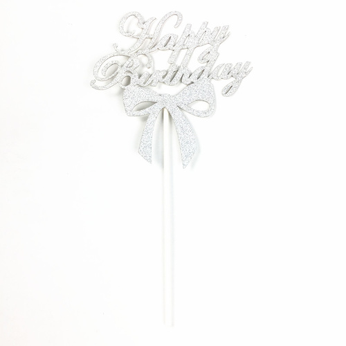Silver Bow Cake Topper