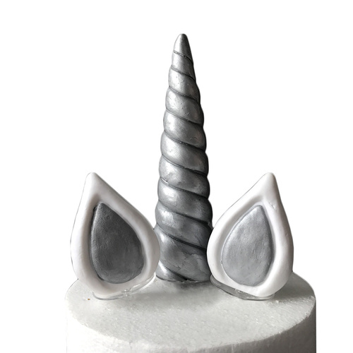 Clay Silver Unicorn Horn And Ears Set