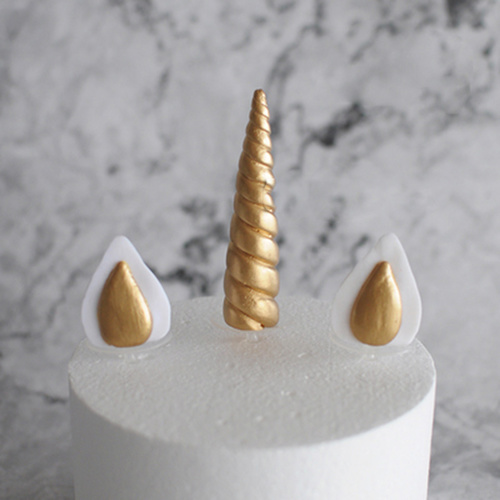 Clay Gold Unicorn Horn And Ears Set Small