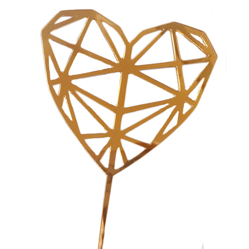 Acrylic Gold Heart Topper 15cm