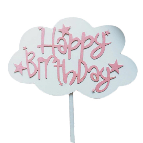 Cloud Happy Birthday Topper Pink