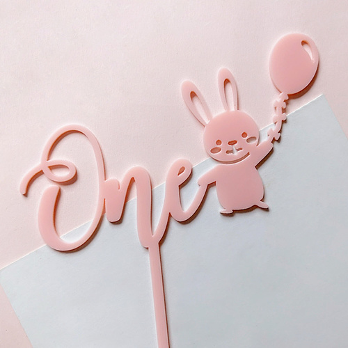 One Pink Rabbit Acrylic Topper
