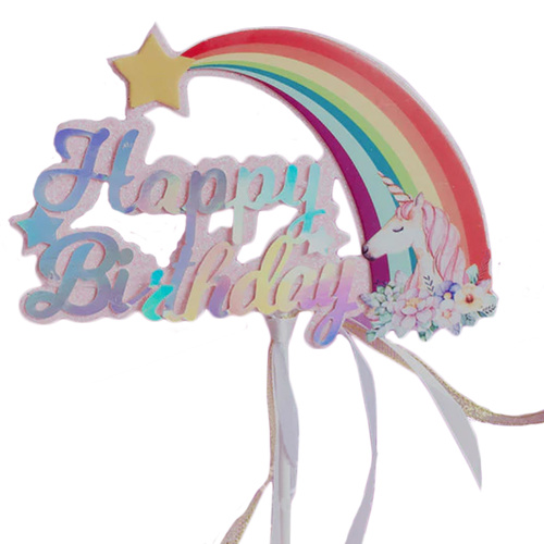 Happy Birthday Unicorn Rainbow Topper 20cm