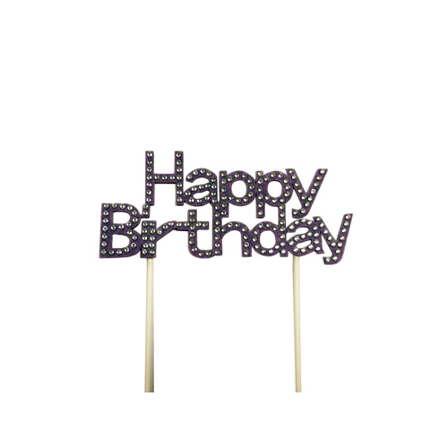 Happy Birthday Cake Topper Purple