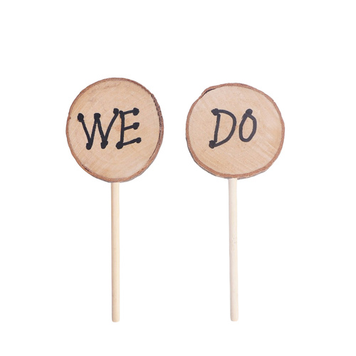 Round Wooden We Do Cake Topper