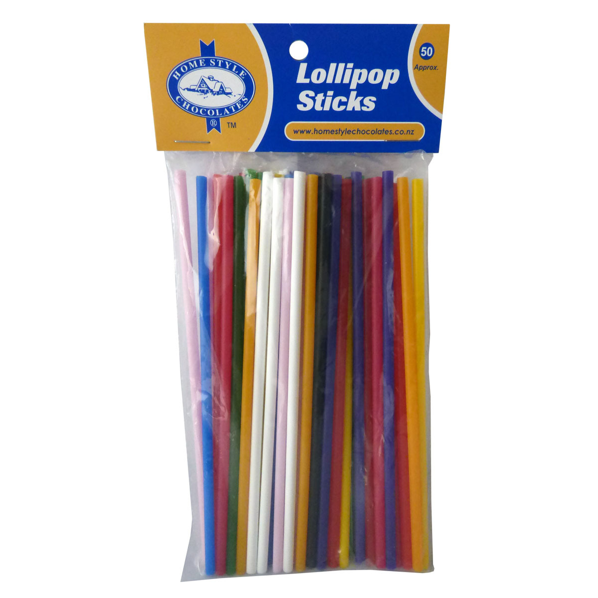 Kitchen Domain Lollipop Sticks Mixed Colours Long 150mm 50 Pack