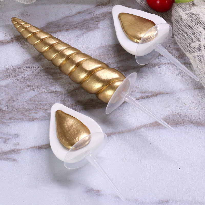 kitchen domain clay gold unicorn horn and ears set small