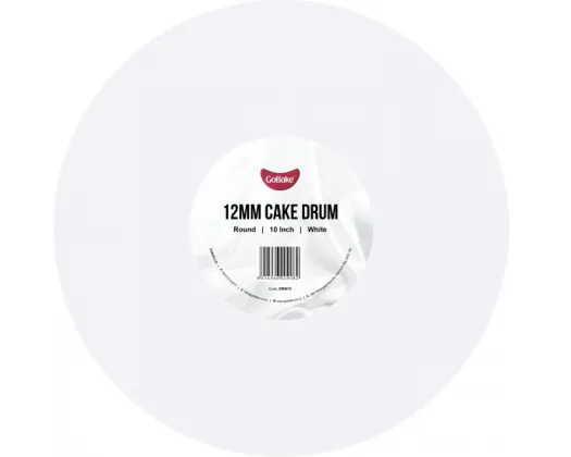 Kitchen Domain Gobake Cake Drum Round 12mm White 10 Inch