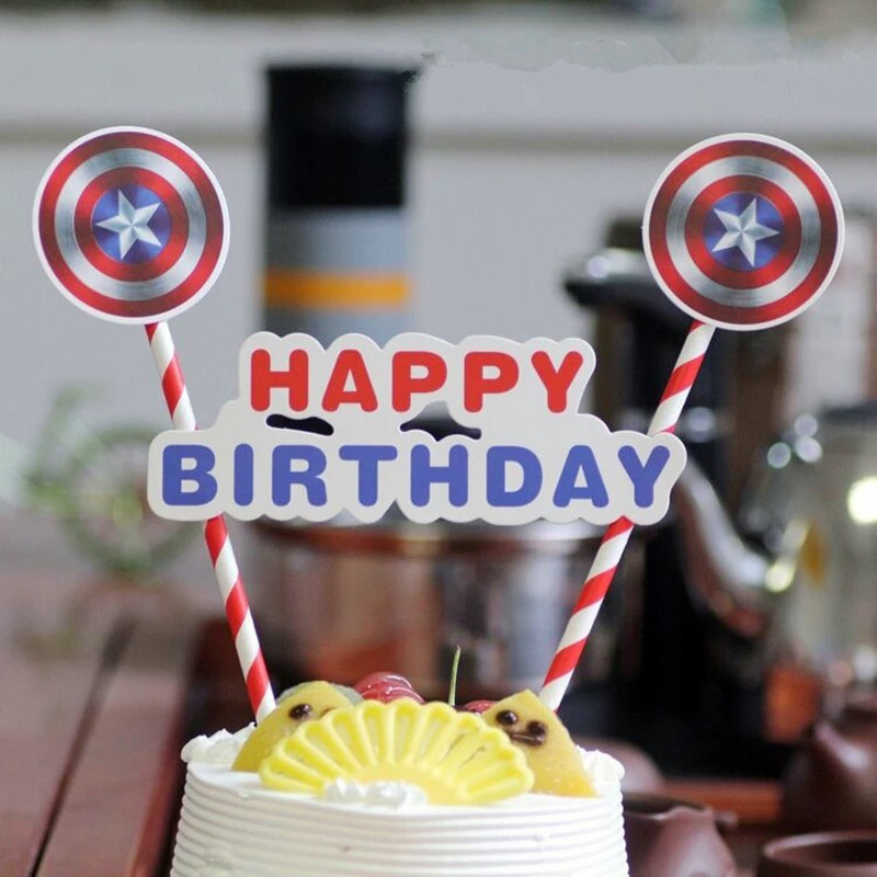 kitchen domain captain america happy birthday cake flag