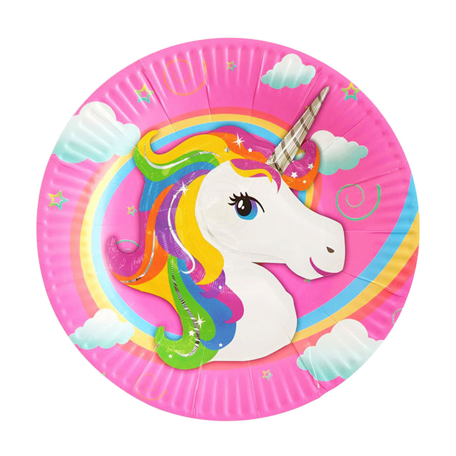 Plates Paper Unicorn Rainbow Mane 8PK