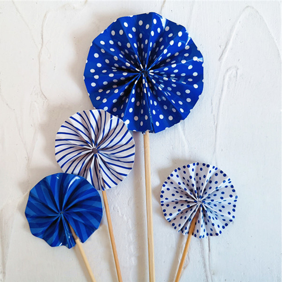 Blue And White Cake Topper Set 4pcs
