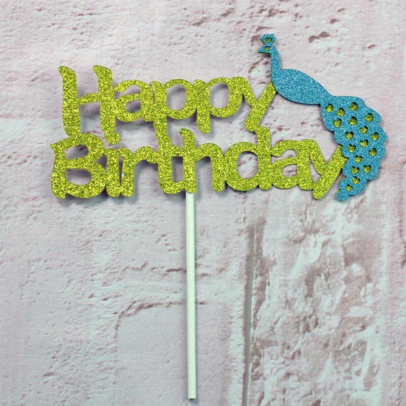 Happy Birthday Peacock Topper