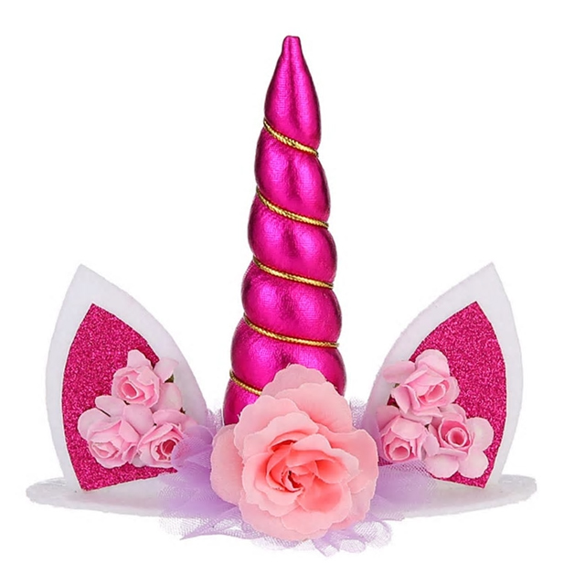 Kitchen Domain Unicorn Horn Cake Topper Hot Pink