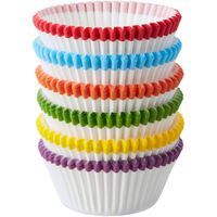  White With Colour Rim Baking Cups 150 Pack