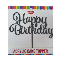 Acrylic Happy Birthday Topper Black