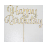Natural Wooden Happy Birthday Topper