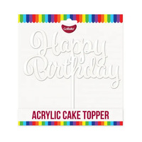 Acrylic Happy Birthday Topper White