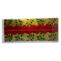 Cake Frill Gold Holly Print Red Plain Centre 1 Meter Length
