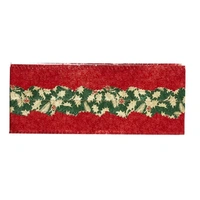 Cake Frill Plain Print Holly Centre 1 Meter Length Red