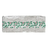 Cake Frill Plain Print Holly Centre 1 Meter Length Silver
