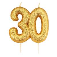 30 Gold Glitter Pick Candle 7cm