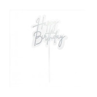 Acrylic Elegant Silver Birthday Topper