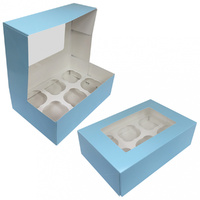 Cupcake Display Box Blue - 6 Cupcakes
