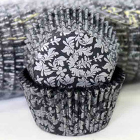 Black/Silver High Tea 408 Baking Cups - 100 Pack