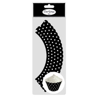 Black Polka Dot Cupcake Wraps - 12 Pack