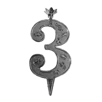 Silver Number 3 Candle Holder Cake Topper