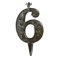 Silver Number 6 Candle Holder Cake Topper