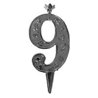 Silver Number 9 Candle Holder Cake Topper
