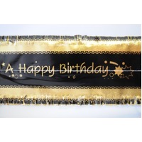 Cake Frill Happy Birthday Black & Gold 76mm