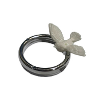 SILVER SINGLE RING & DOVE 2CM 