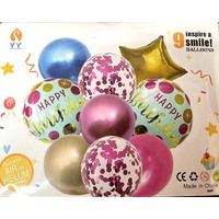 Balloons Happy Birthday Set 9pc