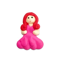 Flat Princess Sugar Decoration  Hot Pink