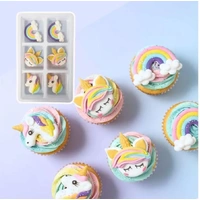 Unicorn Face Sugar Decorations 6pc