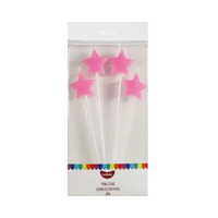 GoBake Pink Star Candles on Picks 4pcs