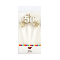 Number Star Pick Candle 50 Gold