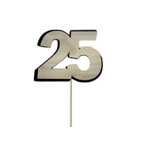25 Cake Topper Silver 7cm