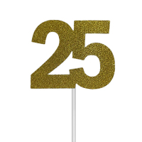 Glitter 25 Gold Cake Topper