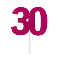 Glitter 30 Neon Pink Cake Topper