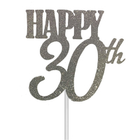 30th Cake Topper SIlver Glitter