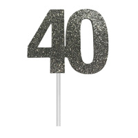 Glitter 40 Silver Cake Topper