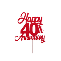 40th Anniversary Cake Topper Glitter Red