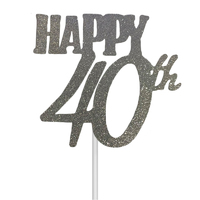 40th Cake Topper SIlver Glitter