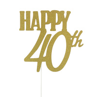 40th Cake Topper Gold