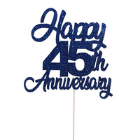 45th Anniversary Cake Topper Glitter Blue